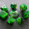 epoxy resin dice set with mica, glitter, and alcohol ink