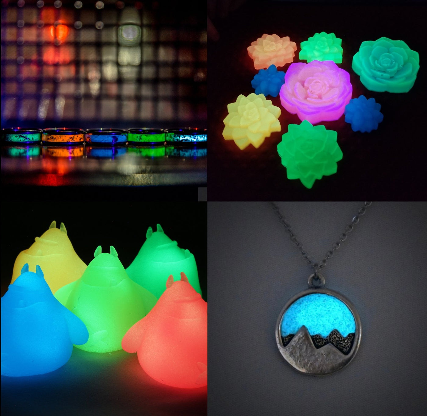 Glow in the Dark Pigment Powders, aluminates, day visible, glow in the  dark and more